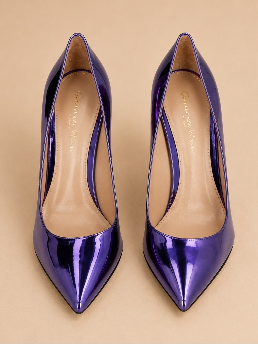 Gianvito Rossi 105 Metallic Purple Pointed Toe Pumps – Brand New in Box